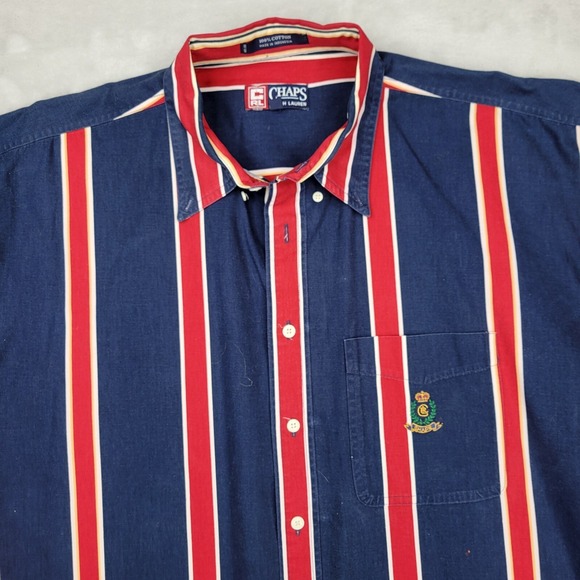 Chaps Ralph Lauren Shirt Men Extra Large Vintage Button Up Shadow Crest Adult XL - Picture 2 of 6